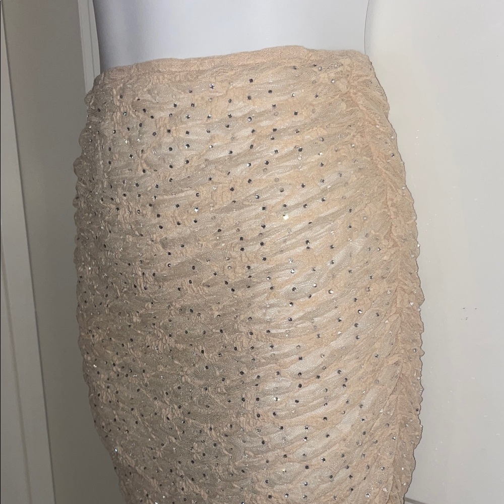 Zara Beige Sequin Skirt - Picture 2 of 3
